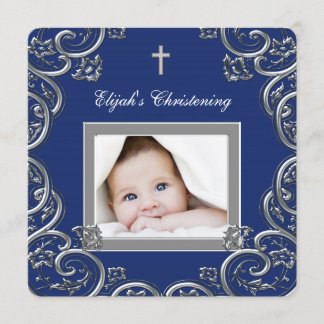 Navy Blue Christening Kaart