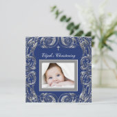 Navy Blue Christening Kaart (Staand voorkant)