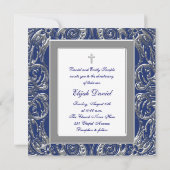 Navy Blue Christening Kaart (Achterkant)