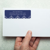 Navy Blue Christmas Snowflake Retouradres Etiket