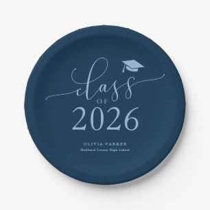 Navy Blue Class of 2025 Afstudeerfeest Papieren Bordje