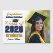 Navy Blue Class of 2026 Graduation Photo Magnet (Devant)