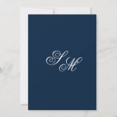 Navy Blue Classic Formal Elegant Script Wedding Kaart (Achterkant)