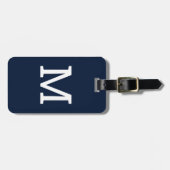 Navy Blue Classic Monogram Initiaal Bagagelabel (Voorkant horizontaal)