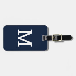 Navy Blue Classic Monogram Initiaal Bagagelabel