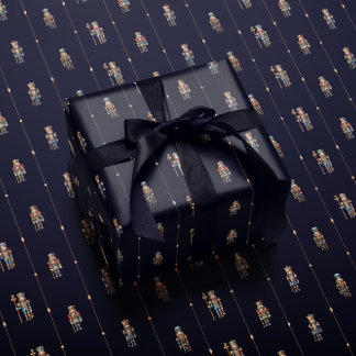 Navy blue classic nutcracker wrapping paper cadeaupapier