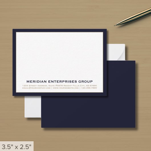 Navy Blue Classic Typographic Notitiekaartje