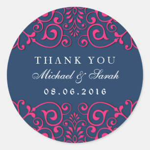 Navy Blue Classic Victoriaans wervelflora Sticker