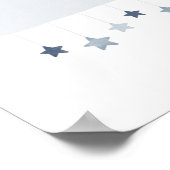 Navy Blue Cloud en Stars Boy Nursery Poster (Hoek)