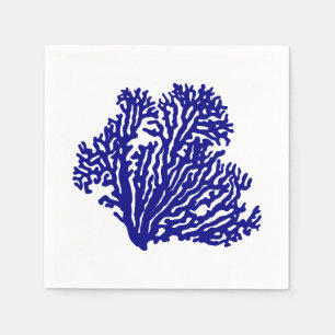 Navy Blue Coastal Coral Servetten