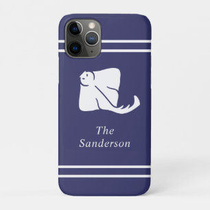 Navy Blue Coastal Nautical Stingray Manta Ray-deur iPhone 11 Pro Hoesje
