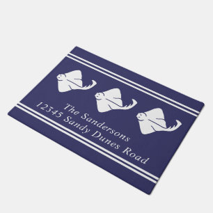 Navy Blue Coastal Nautical Stingray Manta Ray Deurmat