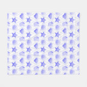 Navy Blue Coastal Seashells Starfish Fleece Deken (Voorkant (Horizontaal))