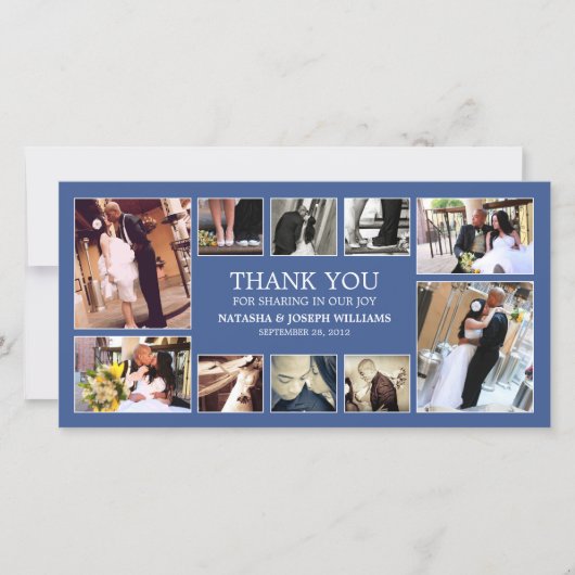 NAVY BLUE COLLAGE | CARTE DE REMERCIEMENTS mariage (Devant)