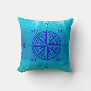 Navy Blue Compass Rose Kussen