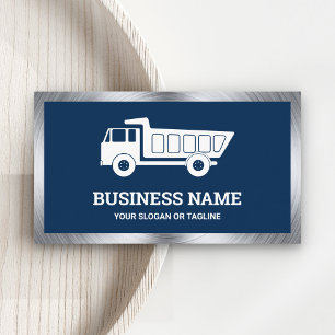 Navy Blue Construction Hauling Dump Truck Visitekaartje