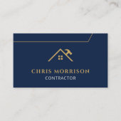 Navy Blue Contractor Construction QR Code Visitekaartje (Voorkant)