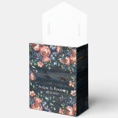 Navy Blue & Copper Peony Wood Wedding Bedankdoosjes (Open)