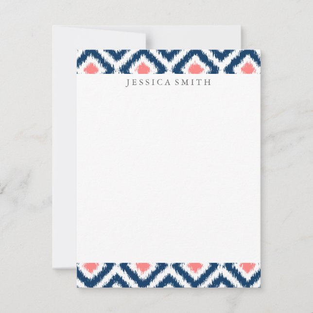 Navy Blue Coral Diamonds Ikat Pattern (Voorkant)