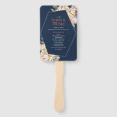 Navy Blue Coral Wildflower Spring Floral Wedding Handwaaier (Voorkant)