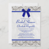 Navy Blue Country Lace Bridal Shower-uitnodigingen Kaart (Voorkant)