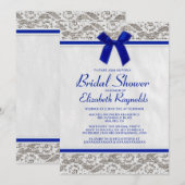 Navy Blue Country Lace Bridal Shower-uitnodigingen Kaart (Voorkant / Achterkant)