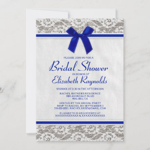 Navy Blue Country Lace Bridal Shower-uitnodigingen Kaart