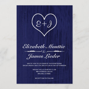 Navy Blue Country Wedding Invitations Kaart