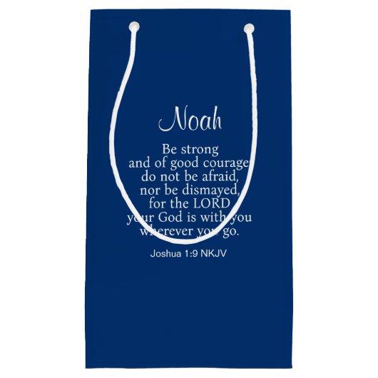Navy Blue Courage Bijbel Verse - aangepaste naam e Klein Cadeauzakje (Voorkant)