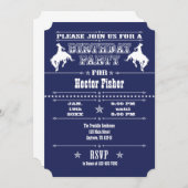 Navy Blue Cowboy Rodeo Birthday Kaart (Voorkant / Achterkant)