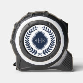 Navy-Blue Crest Laurel Wreath Monogram Rolmaat (Voorkant)