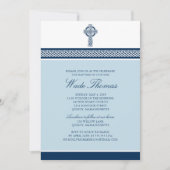 Navy Blue Cross Baptism Christening Kaart (Voorkant)