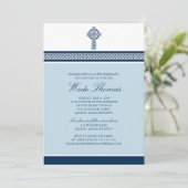 Navy Blue Cross Baptism Christening Kaart (Staand voorkant)