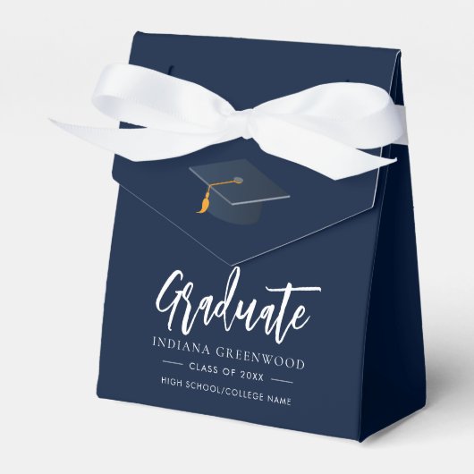 Navy Blue Custom Afstuderen 2025 Party Bedankdoosjes (Voorkant Zijde)