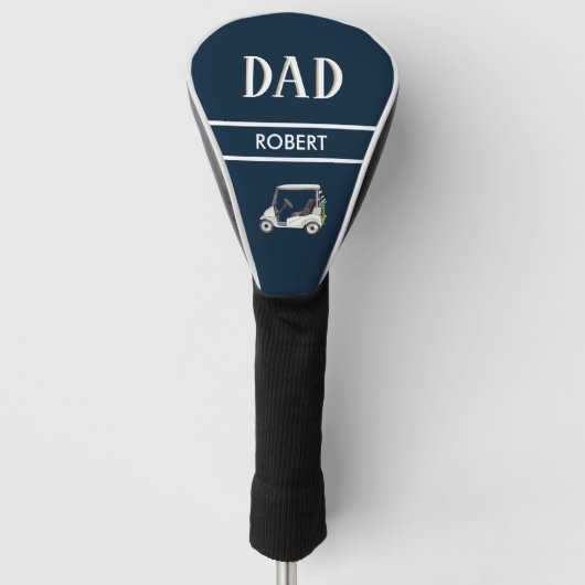 Navy Blue Custom DAD Naam Waterverf Winkelwagen Golfheadcover (Voorkant)