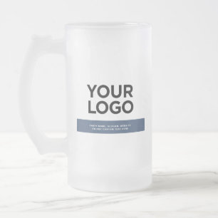 Navy Blue Custom Logo en tekst 16oz Matglas Bierpul
