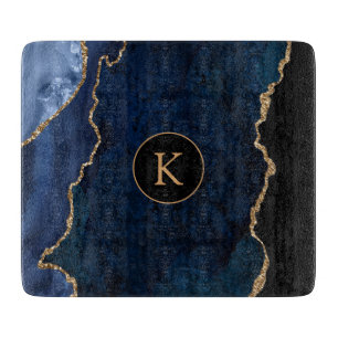 Navy Blue Custom Monogram Agate Snijplank