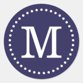 Navy Blue Custom Monogram Envelope Seal Ronde Sticker (Voorkant)