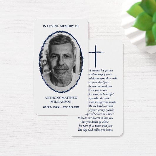Navy Blue Custom Photo Memorial Kaarten Visitekaartje (Bureau)