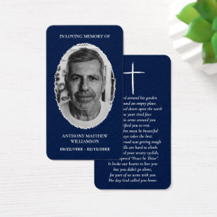 Navy Blue Custom Photo Memorial Kaarten Visitekaartje