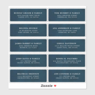 Navy Blue Custom Wedding Guest Adres Sticker