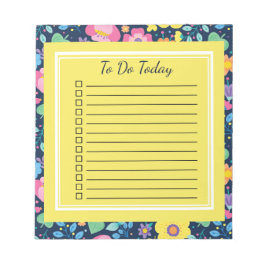 Navy Blue Cute Flowers vinkt de doos aan om Notiti Notitieblok