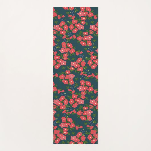 Navy Blue Daisy Flower Meadow Yogamat