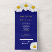 Navy Blue Daisy Trouw Uitnodiging met RSVP (Binnen)