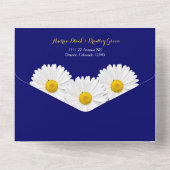 Navy Blue Daisy Trouw Uitnodiging met RSVP (Achterkant)