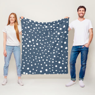 Navy Blue Dalmatian Spots, Dalmatiaanse Stippen, g Fleece Deken