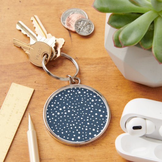 Navy Blue Dalmatian Spots, Dalmatiaanse Stippen, g Sleutelhanger (Bureau)
