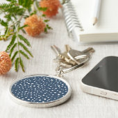 Navy Blue Dalmatian Spots, Dalmatiaanse Stippen, g Sleutelhanger (Zijkant)