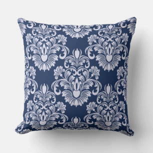Navy Blue Damask Decorative Pillow Kussen