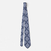 Navy Blue Damask Mannen Necktie Stropdas (Achterkant)
